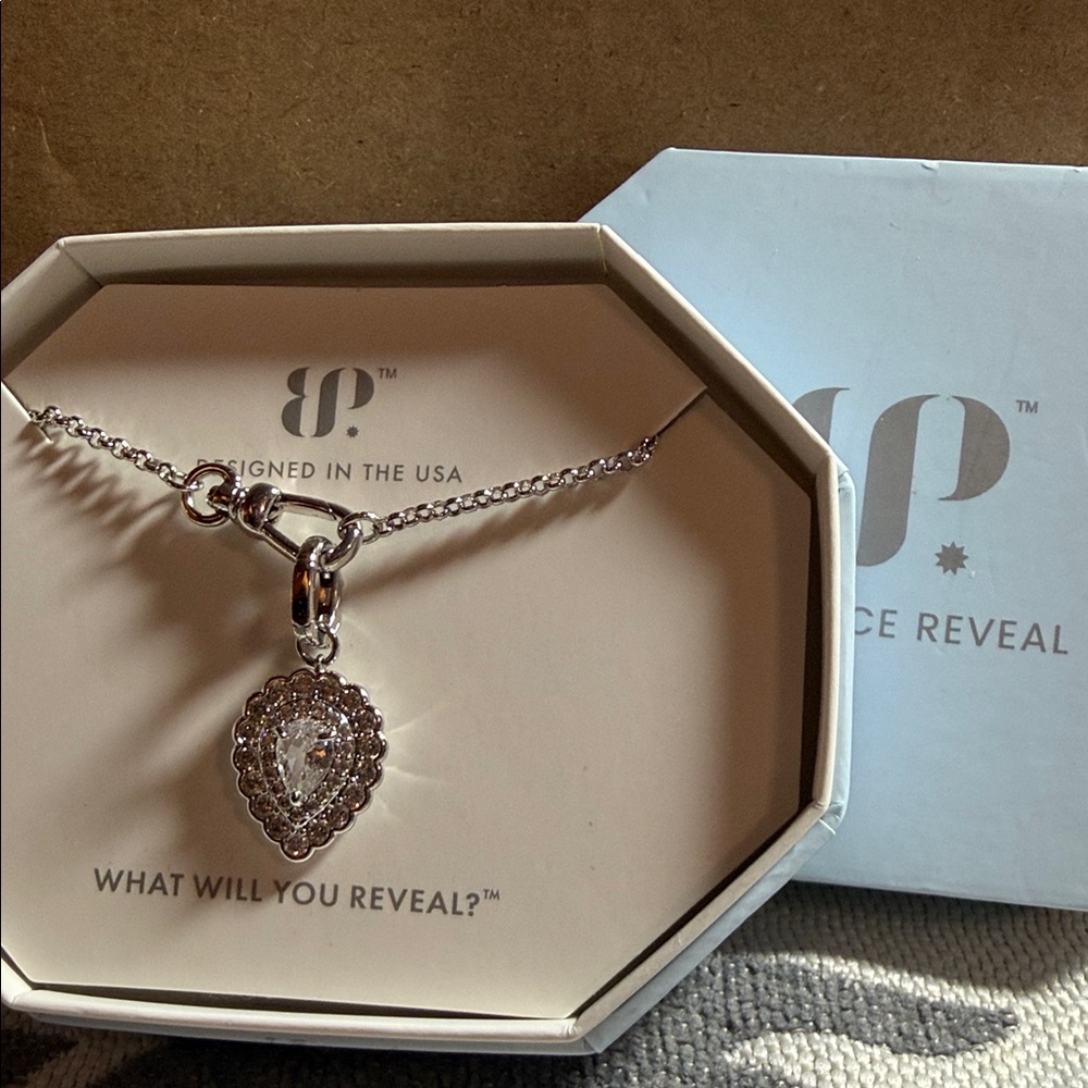 Pave Teardrop Pendant Necklace in Silver